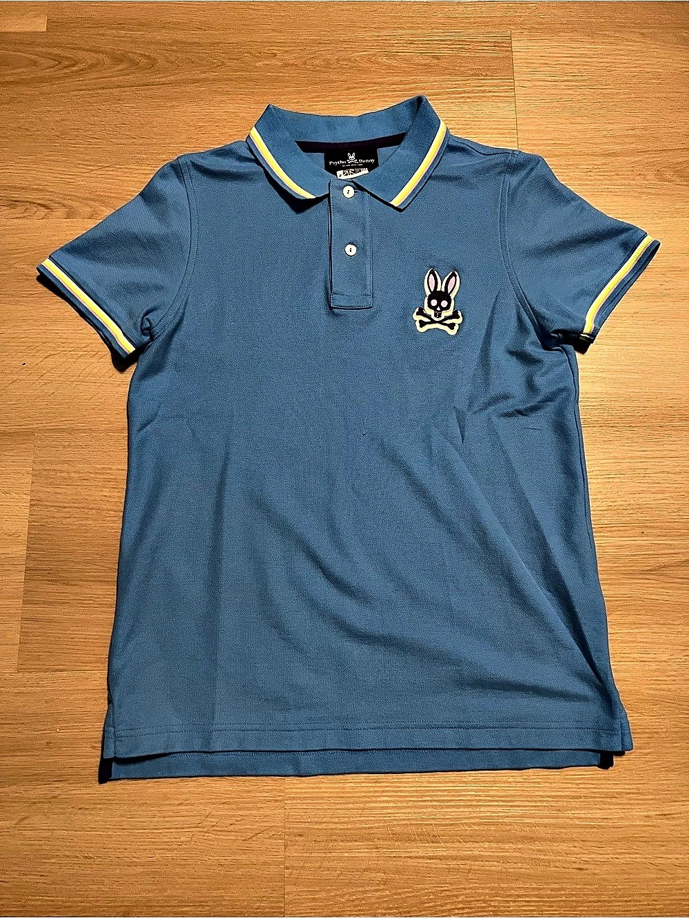 Psycho Bunny Men’s Pima Cotton Polo Shirt Blue Multicolor Trim Size 2 men’s XS